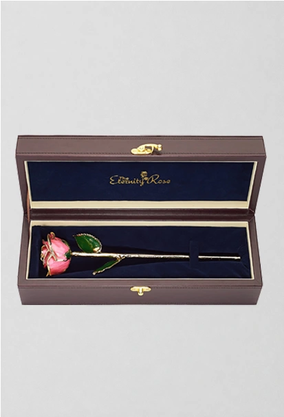 Pink Glazed Rose Stitched PU Leather Case
